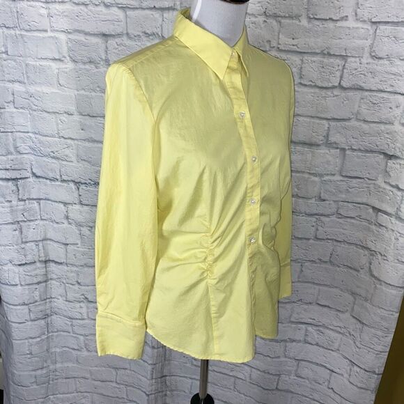 The limited women L cotton blend button down collar blouse yellow - Picture 4 of 11